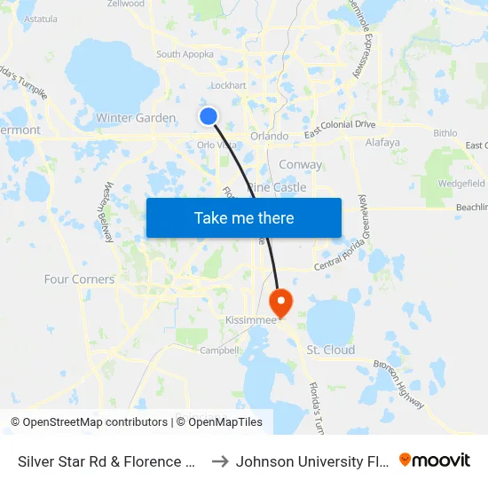 Silver Star Rd & Florence Ann Ct to Johnson University Florida map