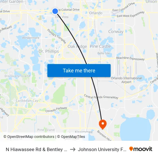 N Hiawassee Rd & Bentley Pl Way to Johnson University Florida map