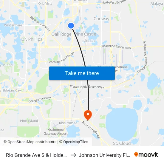 Rio Grande Ave S & Holden Ave to Johnson University Florida map