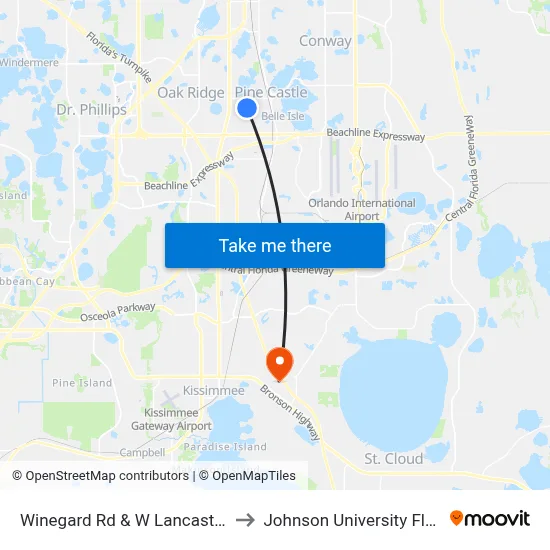 Winegard Rd & W Lancaster Rd to Johnson University Florida map