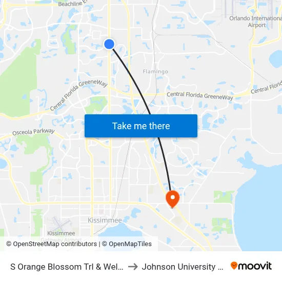 S Orange Blossom Trl & Wellfleet Ct to Johnson University Florida map