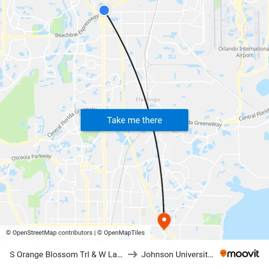 S Orange Blossom Trl & W Landstreet Rd to Johnson University Florida map