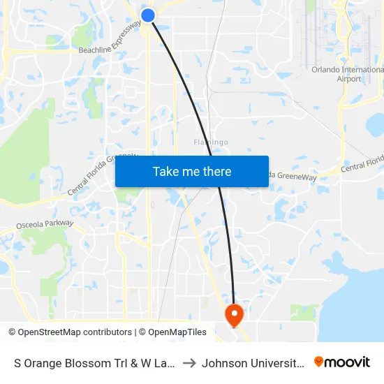 S Orange Blossom Trl & W Landstreet Rd to Johnson University Florida map