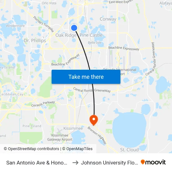 San Antonio Ave & Honour Rd to Johnson University Florida map