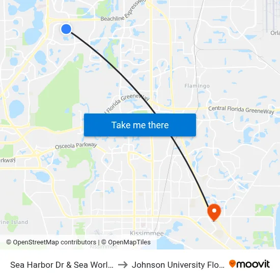 Sea Harbor Dr & Sea World Dr to Johnson University Florida map