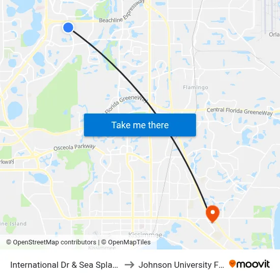 International Dr & Sea Splash Way to Johnson University Florida map