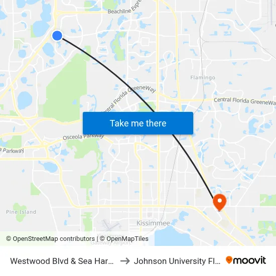 Westwood Blvd & Sea Harbor Dr to Johnson University Florida map