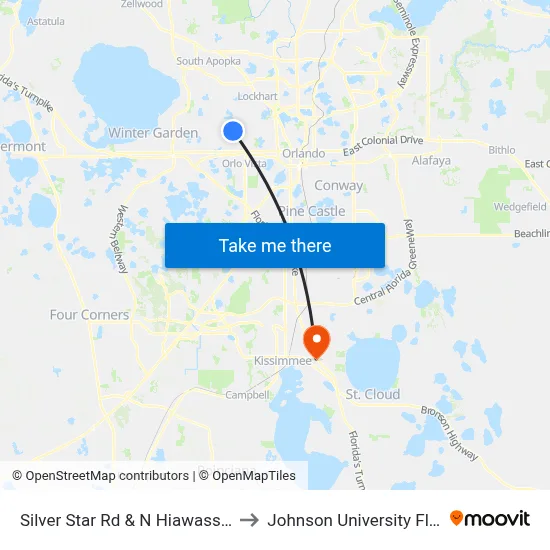 Silver Star Rd & N Hiawassee Rd to Johnson University Florida map