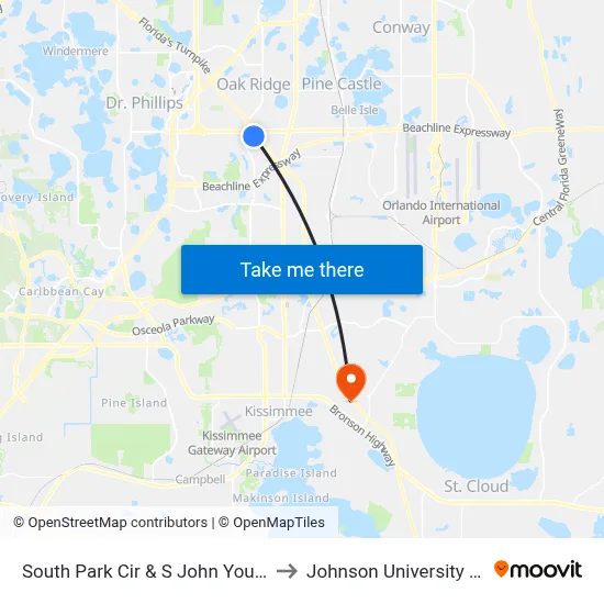 South Park Cir & S John Young Pkwy to Johnson University Florida map