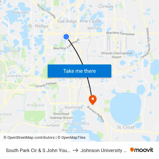 South Park Cir & S John Young Pkwy to Johnson University Florida map