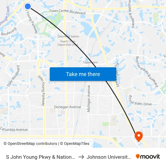 S John Young Pkwy & National Parks Dr to Johnson University Florida map