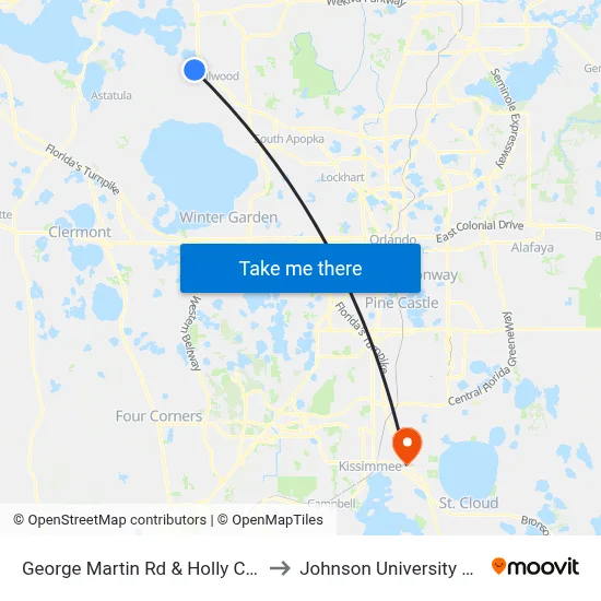 George Martin Rd & Holly Creek Rd to Johnson University Florida map