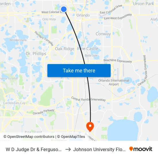 W D Judge Dr & Ferguson Dr to Johnson University Florida map
