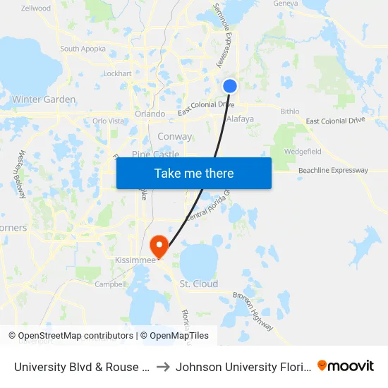 University Blvd & Rouse Rd to Johnson University Florida map