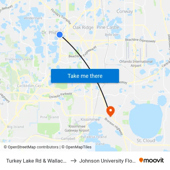 Turkey Lake Rd & Wallace Rd to Johnson University Florida map