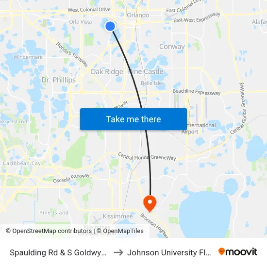Spaulding Rd & S Goldwyn Ave to Johnson University Florida map