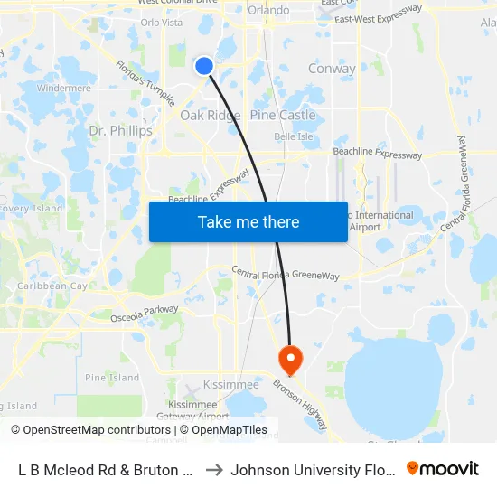L B Mcleod Rd & Bruton Blvd to Johnson University Florida map