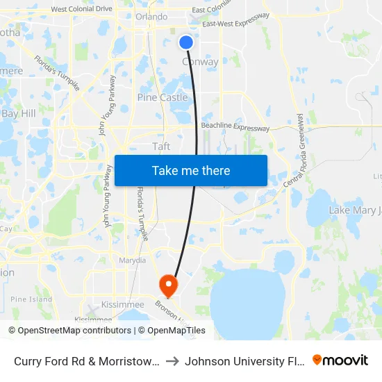 Curry Ford Rd & Morristown Ave to Johnson University Florida map