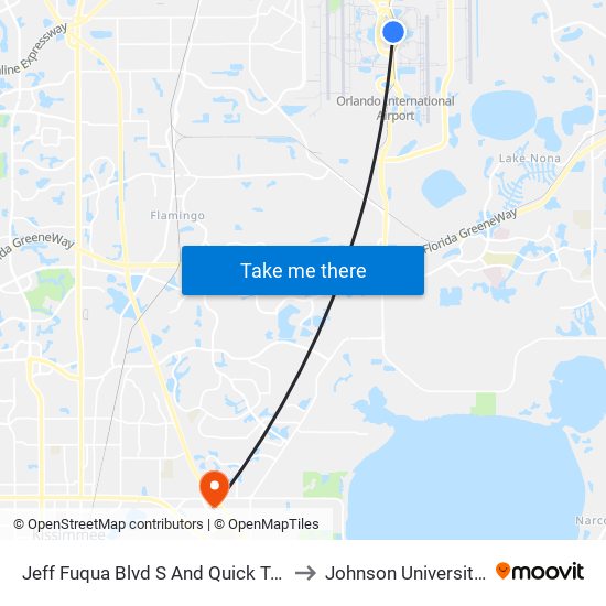 Jeff Fuqua Blvd S And Quick Turnaround Rd to Johnson University Florida map