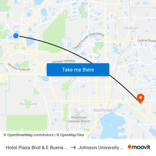 Hotel Plaza Blvd & E Buena Vista Dr to Johnson University Florida map