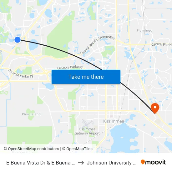 E Buena Vista Dr & E Buena Vista Dr to Johnson University Florida map