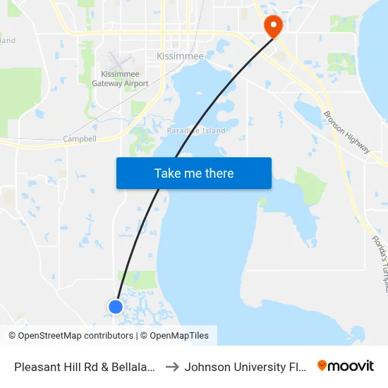 Pleasant Hill Rd & Bellalago Dr to Johnson University Florida map