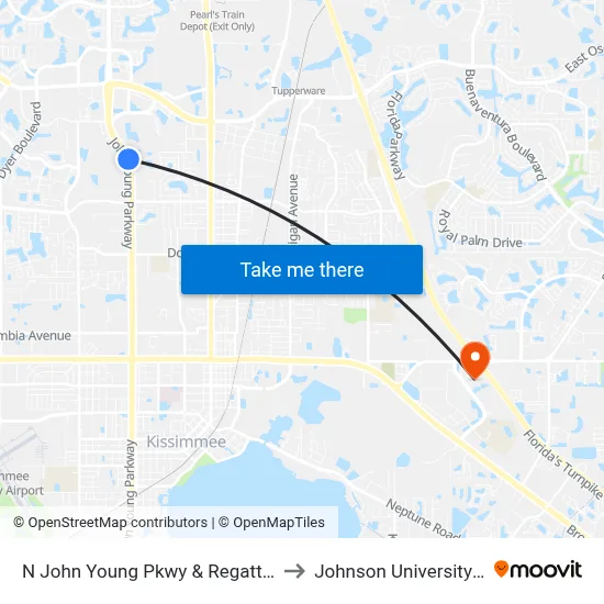 N John Young Pkwy & Regatta Bay Blvd to Johnson University Florida map