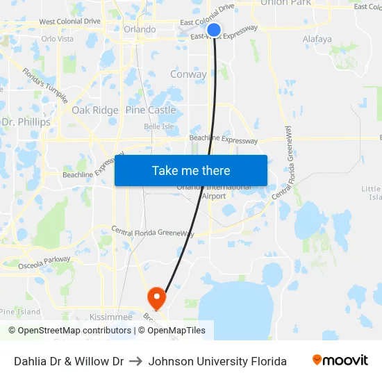 Dahlia Dr & Willow Dr to Johnson University Florida map