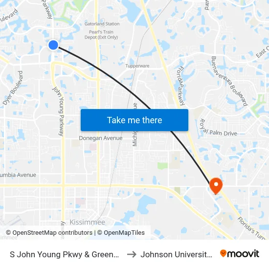 S John Young Pkwy & Greenwald Way N to Johnson University Florida map