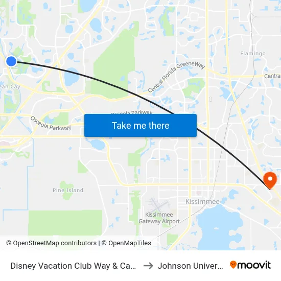 Disney Vacation Club Way & Cast Member Only Rd to Johnson University Florida map