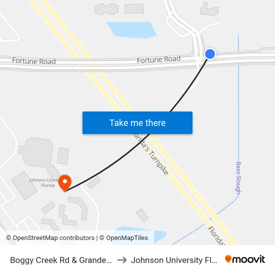 Boggy Creek Rd & Grande Blvd to Johnson University Florida map