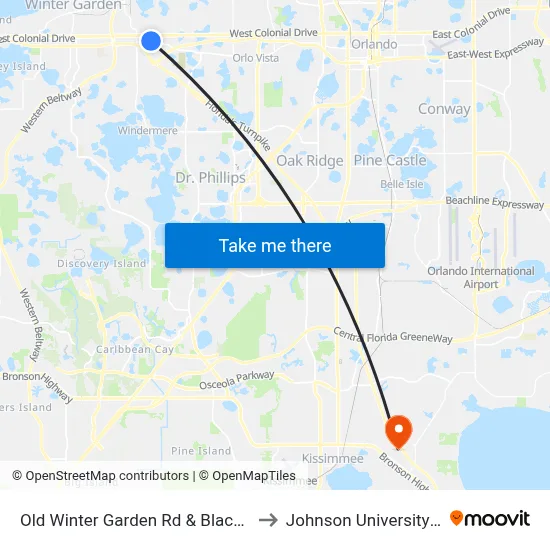 Old Winter Garden Rd & Blackwood Ave to Johnson University Florida map