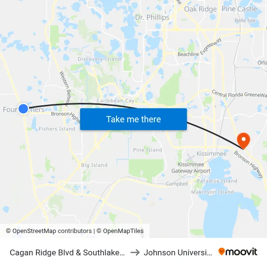 Cagan Ridge Blvd & Southlake Commons Dr to Johnson University Florida map