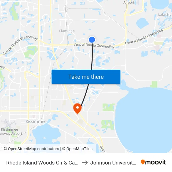 Rhode Island Woods Cir & Carey Glen Cir to Johnson University Florida map