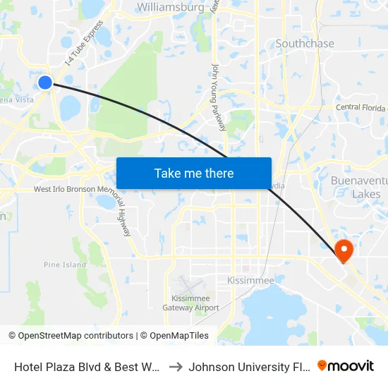 Hotel Plaza Blvd & Best Western to Johnson University Florida map