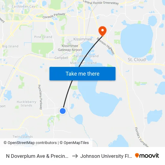 N Doverplum Ave & Precinct 306 to Johnson University Florida map