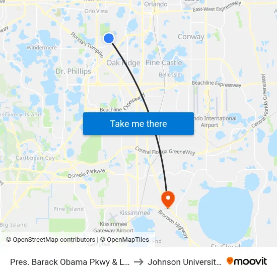 Pres. Barack Obama Pkwy & Lb Mcleod Rd to Johnson University Florida map