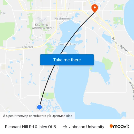 Pleasant Hill Rd & Isles Of Bellalago Dr to Johnson University Florida map