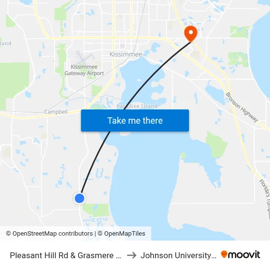 Pleasant Hill Rd & Grasmere View Pkwy to Johnson University Florida map