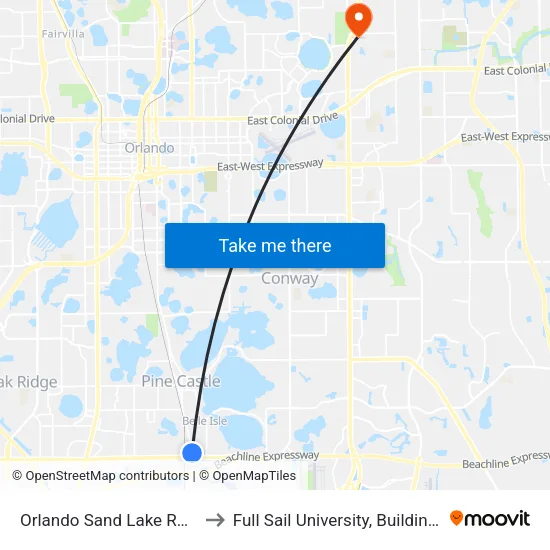 Orlando Sand Lake Road to Full Sail University, Building 5 map