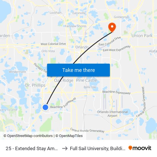 25 - Extended Stay America to Full Sail University, Building 5 map