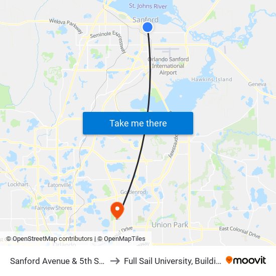 Sanford Avenue & 5th Street to Full Sail University, Building 5 map