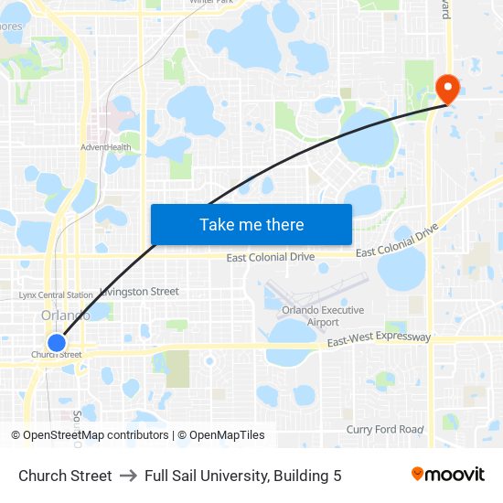 Church Street to Full Sail University, Building 5 map