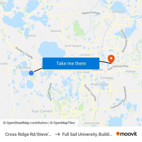 Cross Ridge Rd/Steve's Rd to Full Sail University, Building 5 map