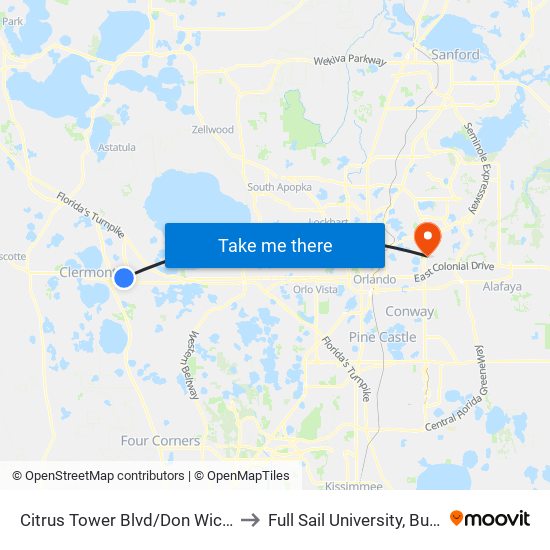 Citrus Tower Blvd/Don Wickham Dr to Full Sail University, Building 5 map