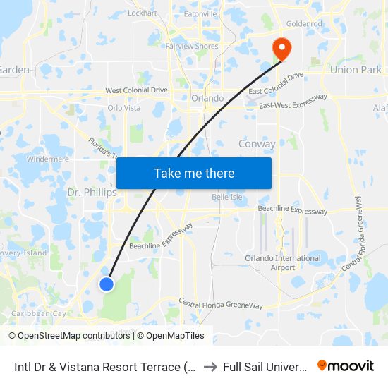 Intl Dr & Vistana Resort Terrace (Sheraton Vistana Villages) to Full Sail University, Building 5 map