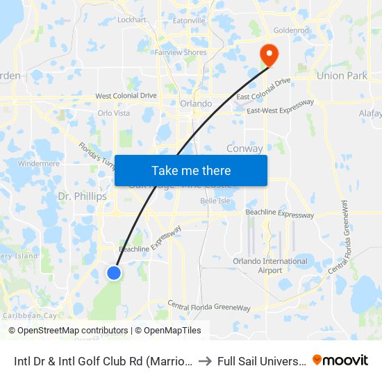 Intl Dr & Intl Golf Club Rd (Marriott’S Grande Vista Resort) to Full Sail University, Building 5 map