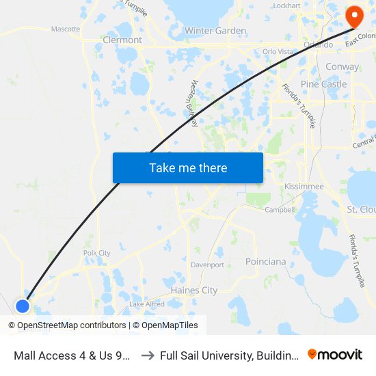 Mall Access 4 & Us 98 N to Full Sail University, Building 5 map