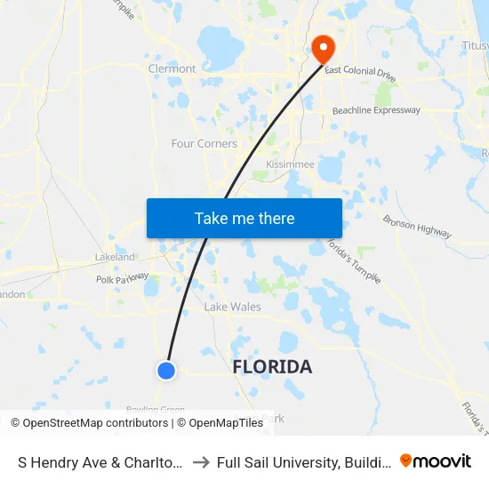 S Hendry Ave & Charlton Rd to Full Sail University, Building 5 map