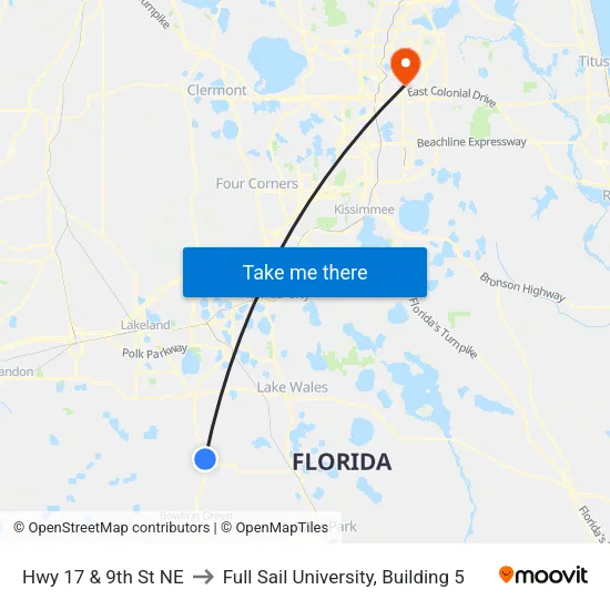 Hwy 17 & 9th St NE to Full Sail University, Building 5 map